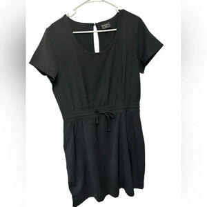 32 Degrees cool lightweight cinch waist short sleeve athleisure black dress